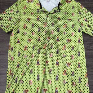 Men's Green Tennis Ball & Dog Print Performance Polo Shirt | Novelty Golf Style